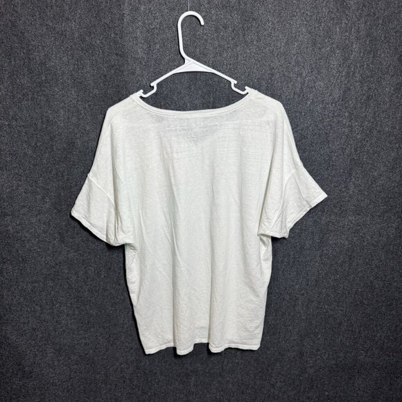 Chico's White Linen Blend Floral T Shirt White Sequin Embellished Size XL - Picture 8 of 8